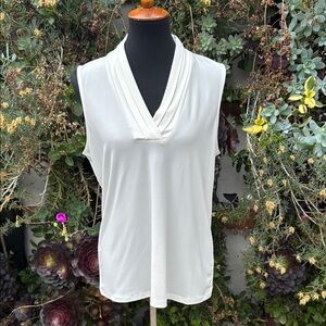 Anne Klein White Draped Blouse